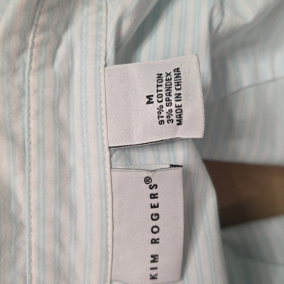 Women's Light Blue & White Striped Top Shirt Blouse Button Down Business Casual - Picture 8 of 8